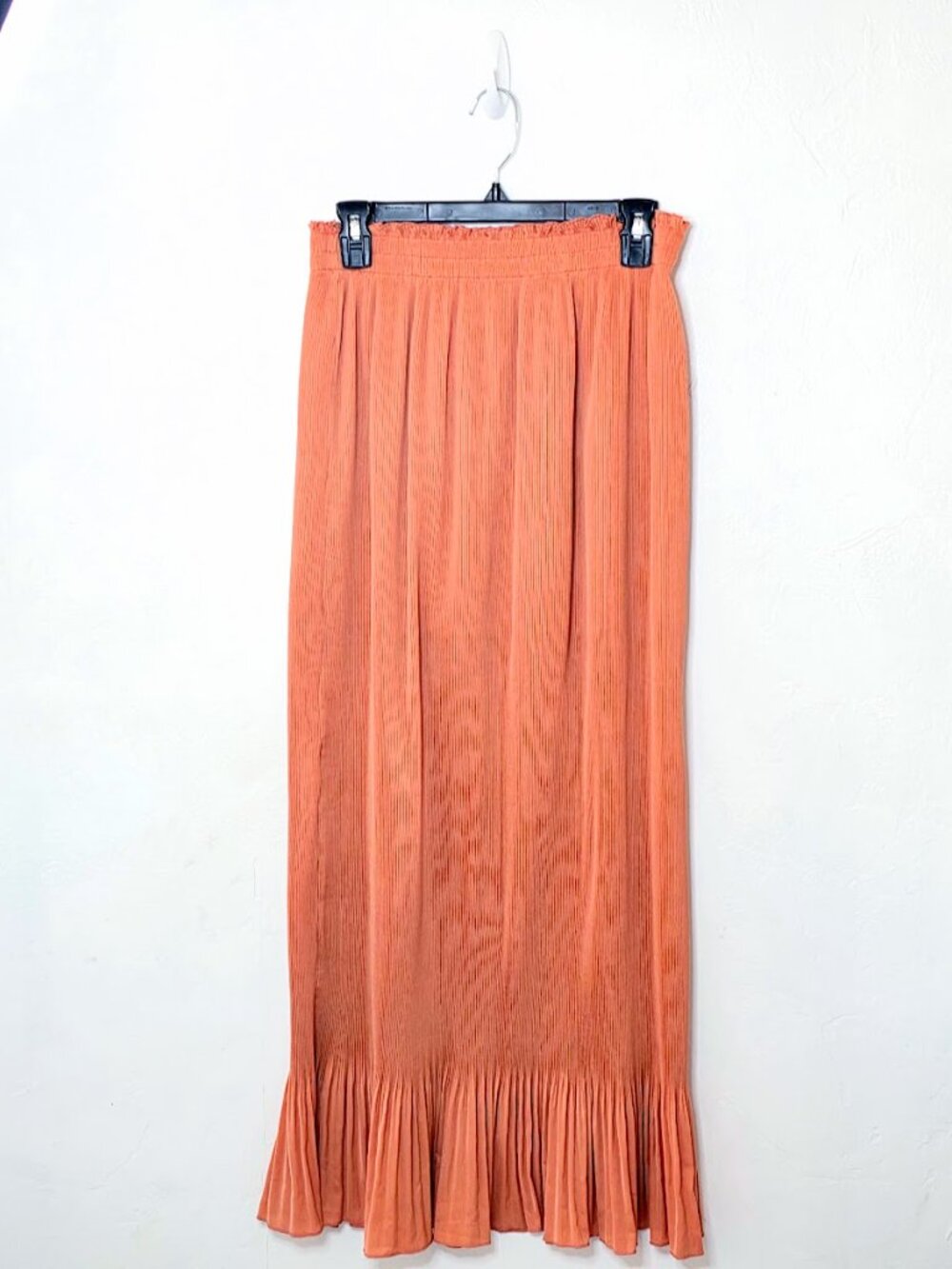 Potter's Pot Orange/ Rust Pleated Maxi Skirt - Size Large - Like New